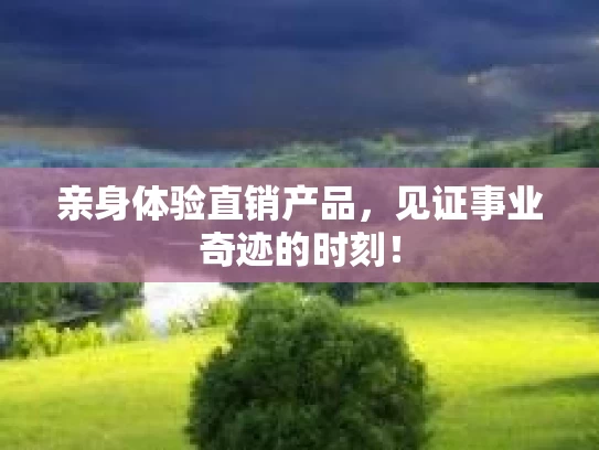 亲身体验直销产品,见证事业奇迹的时刻!