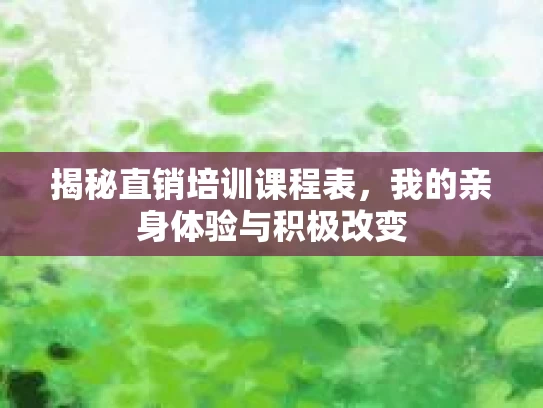 揭秘直销培训课程表，我的亲身体验与积极改变