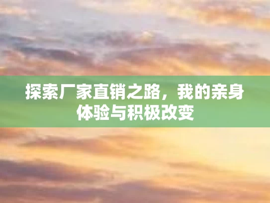探索厂家直销之路，我的亲身体验与积极改变