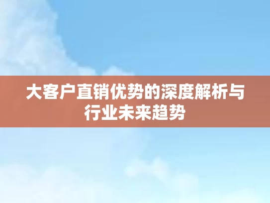 大客户直销优势的深度解析与行业未来趋势