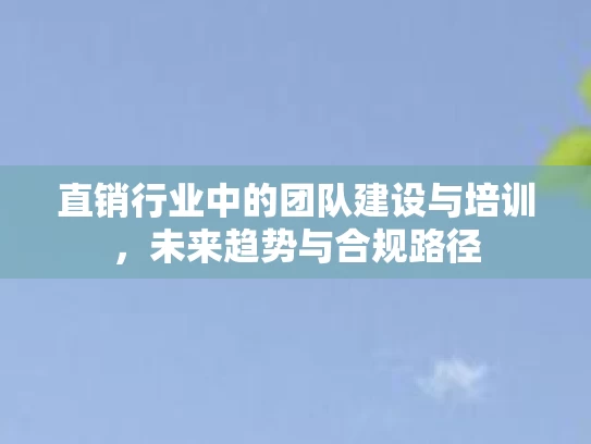 直销行业中的团队建设与培训，未来趋势与合规路径