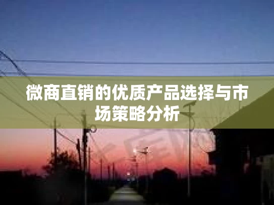 微商直销的优质产品选择与市场策略分析