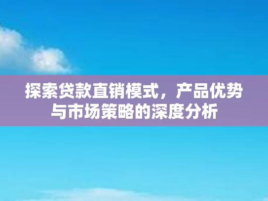 探索贷款直销模式，产品优势与市场策略的深度分析