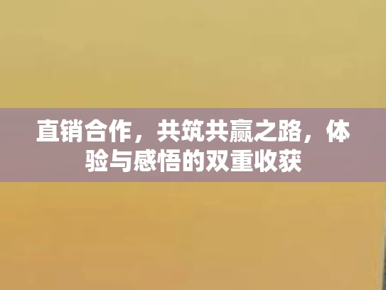 直销合作，共筑共赢之路，体验与感悟的双重收获