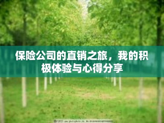 保险公司的直销之旅，我的积极体验与心得分享